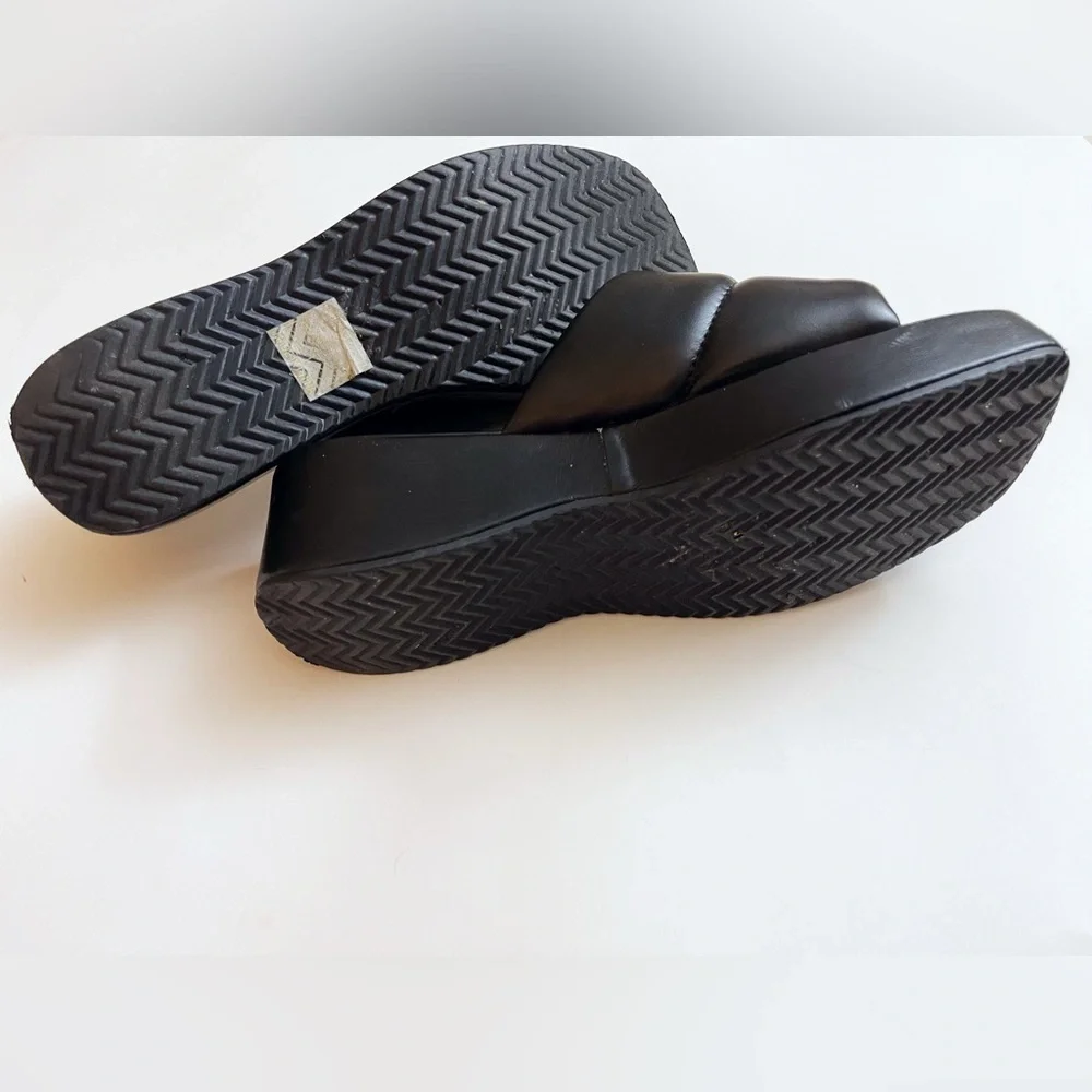 Leather Platform Slide Sandals 7.5 Y2K Casual Chunky